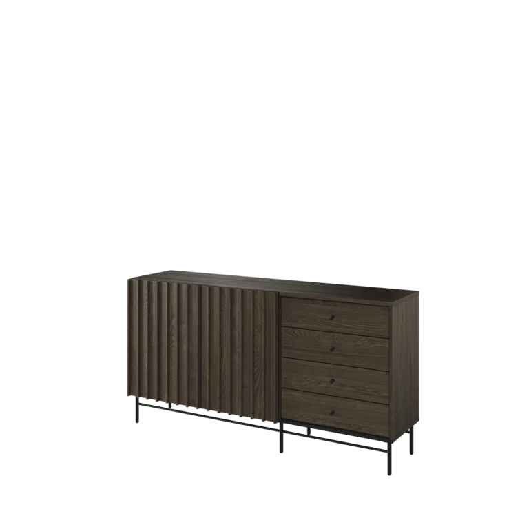 REGENCY – Dark Brown Side Board with Black Metallic Frame