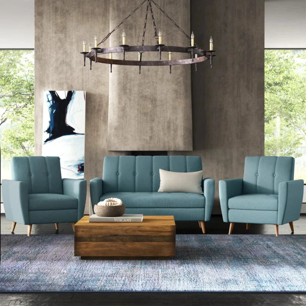 NEXUS – Mid Century Style Teal Blue Sofa Set