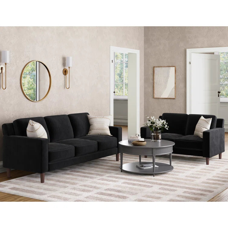 RIVET – Black Modern Two Piece Sofa Set