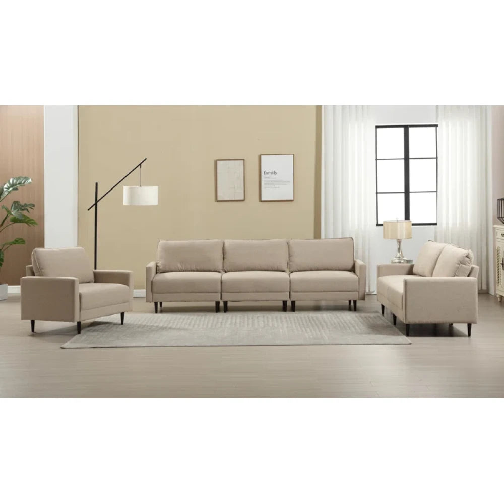 LEXICON – Beige Wide Three Piece Sofa Set