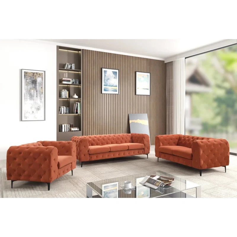 FOCUS – Orange Three piece Modern Sofa Set