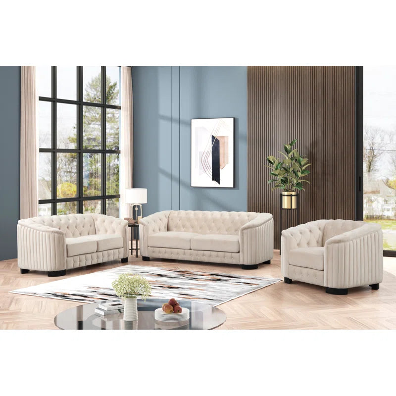CHATEAU – Elegant Off-White Three Piece Sofa Set