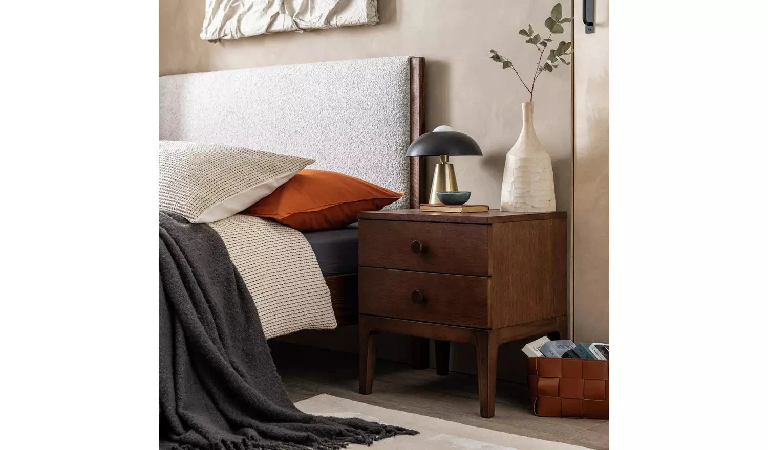 DRUNT – Dark brown Dual Drawer Nightstand