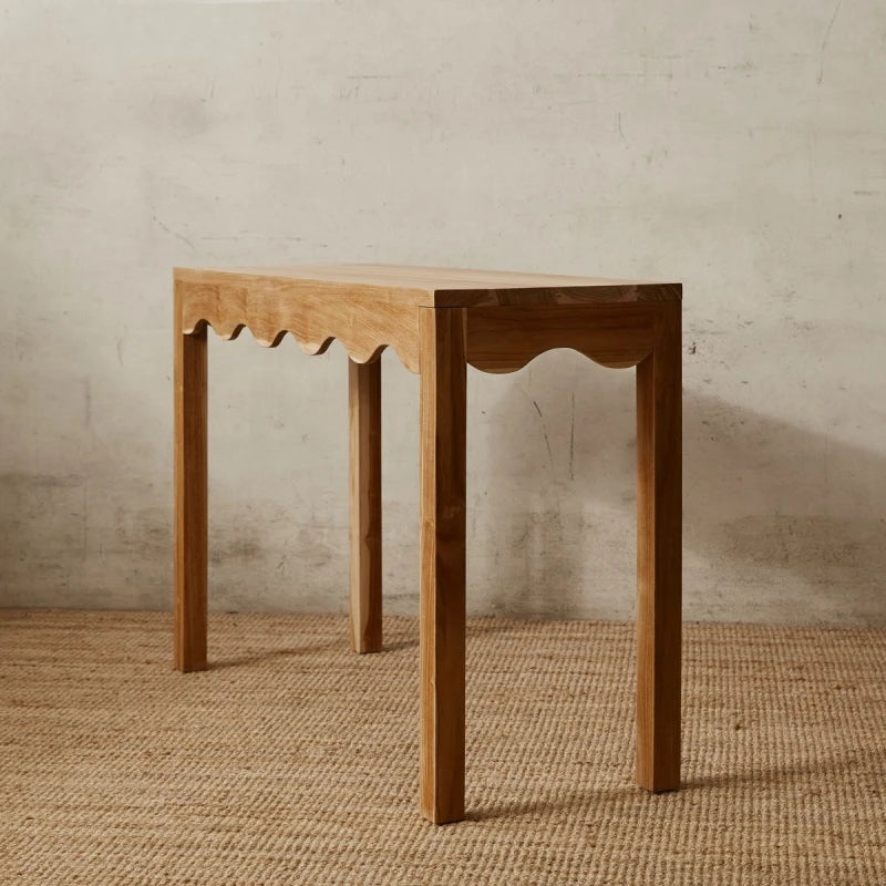 AVES – Natural Oak Brown Polish Finish Console Table