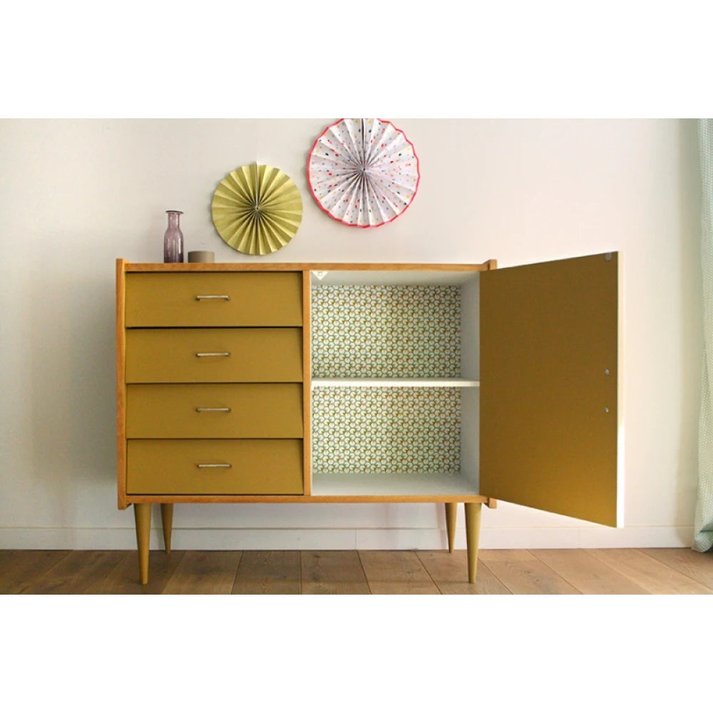AIZLE – Brown & Matt olive Green Side Board Dresser