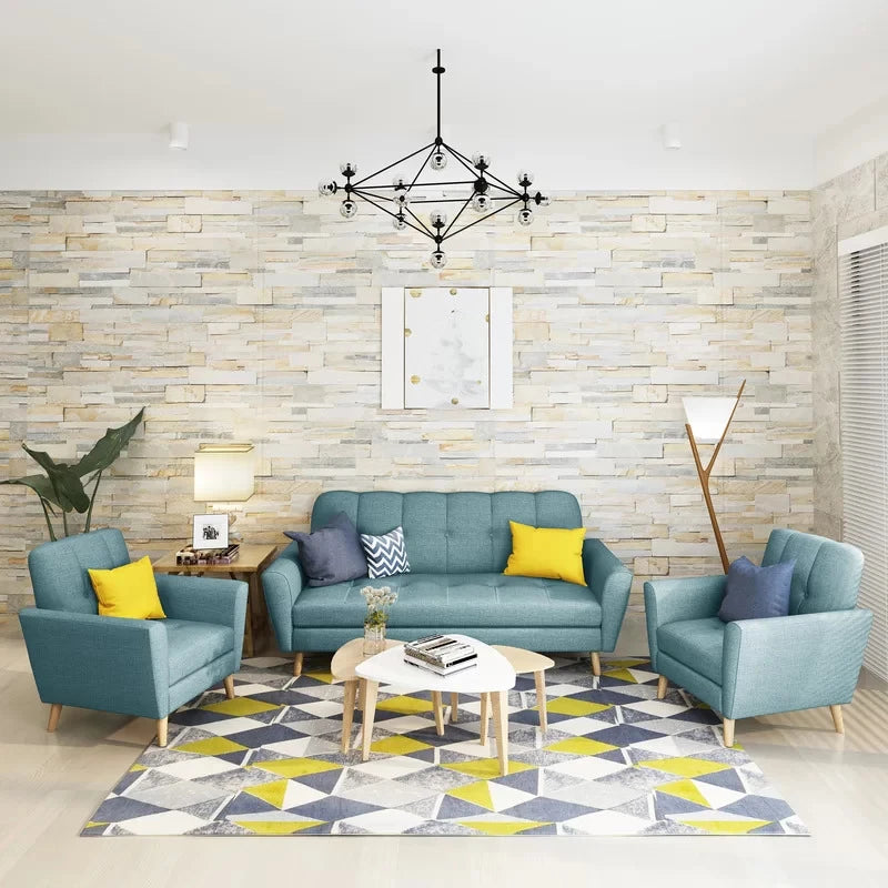 NEXUS – Mid Century Style Teal Blue Sofa Set