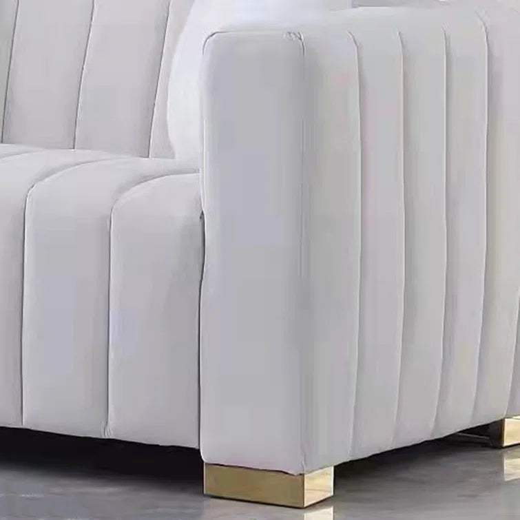 SERAPH – Elegant Ash White Sofa Set with Brass Legs