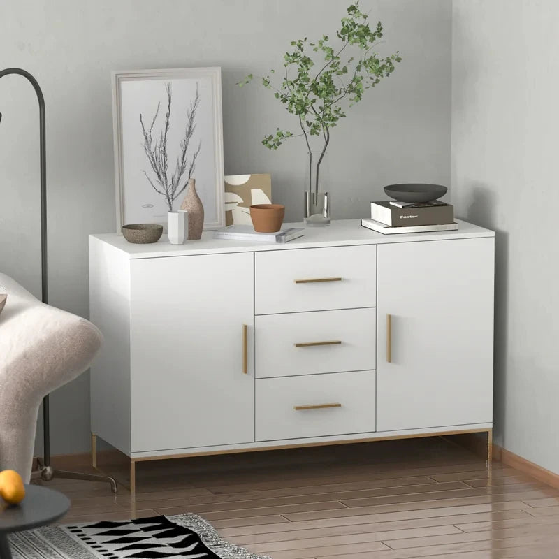 PHEN – White Side Board with Metallic Frame Base