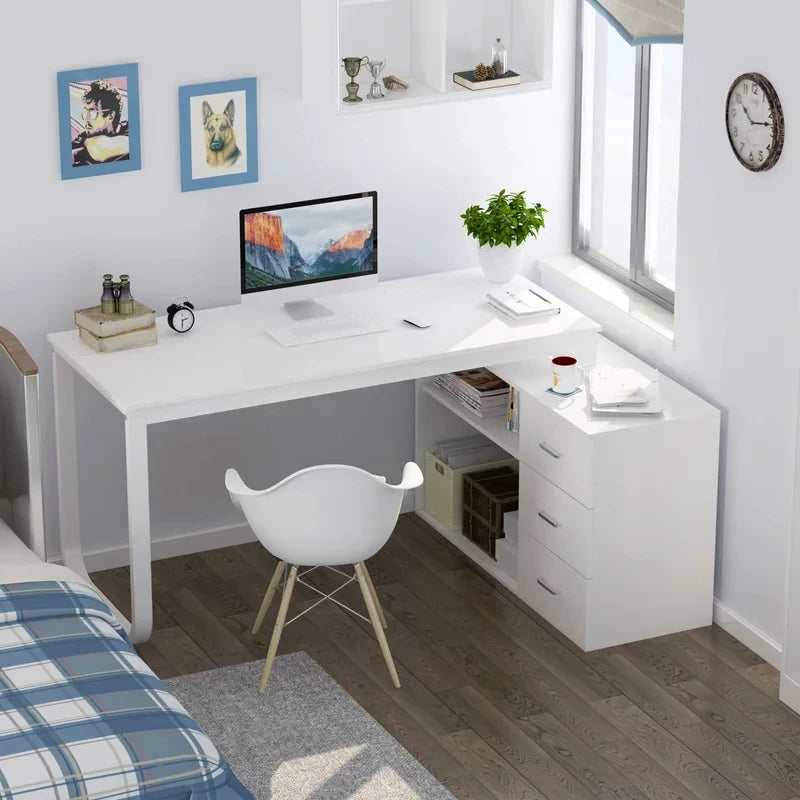 PAULINE – L-Shape Manager Table White
