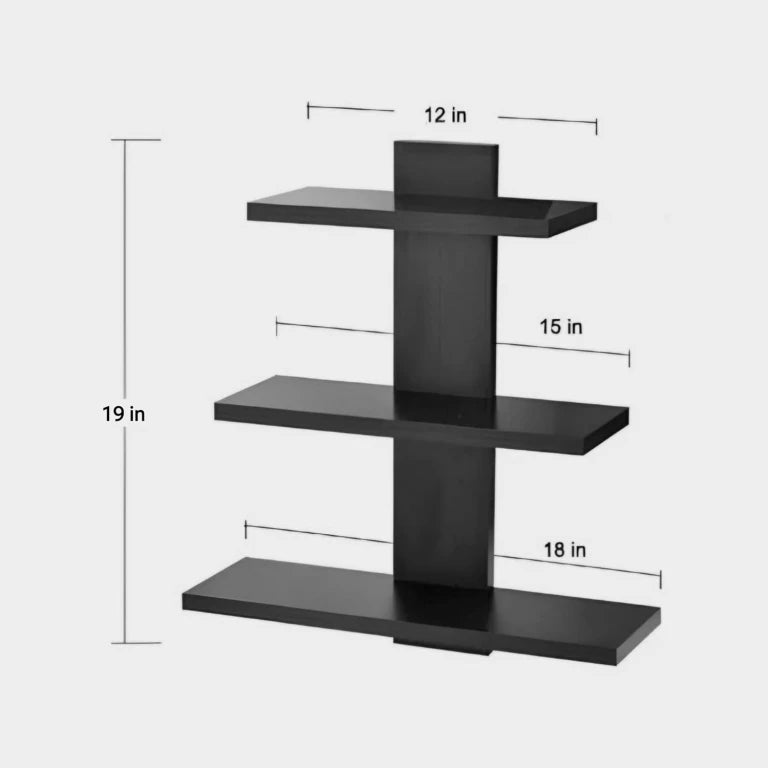 SHELFIE – Three Tired Black Wall Shelf