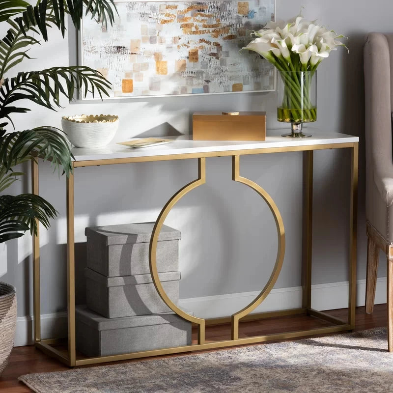 ANSER – Ultra Modern Console Table with Golden Metallic Frame