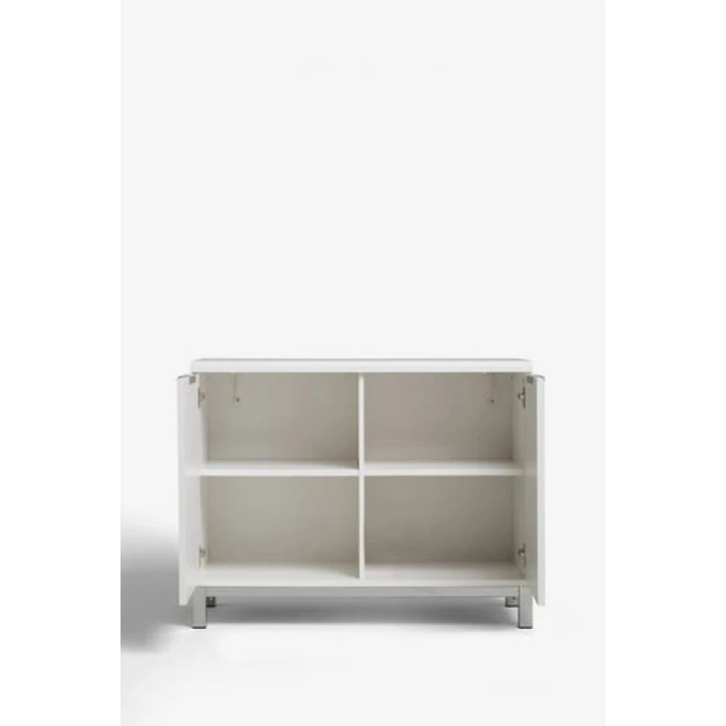 INA – White Storage Cabinet Sideboard with Stainless Steel Base
