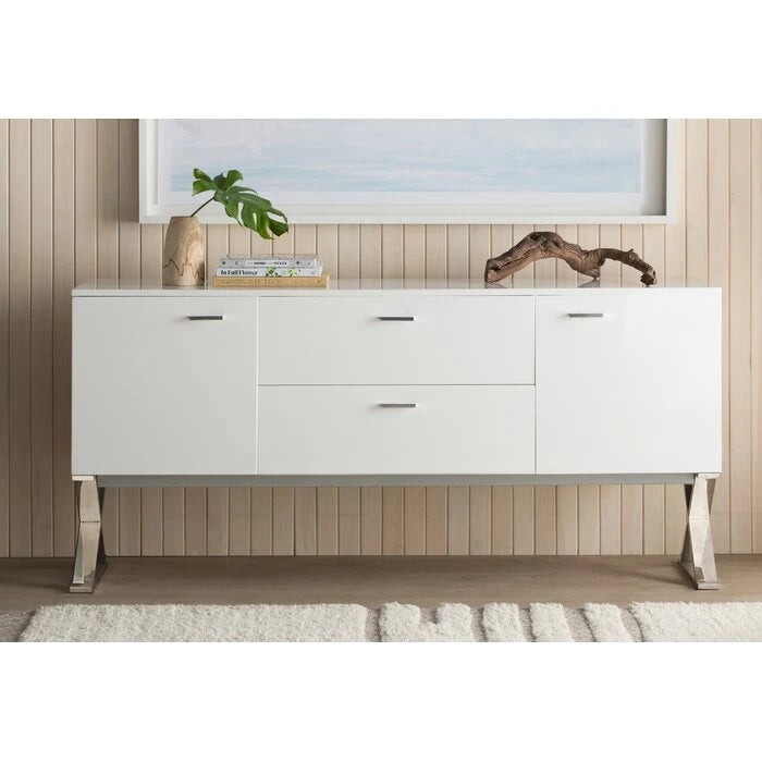AMELLA – High Gloss Finish X-Frame Legs sideboard