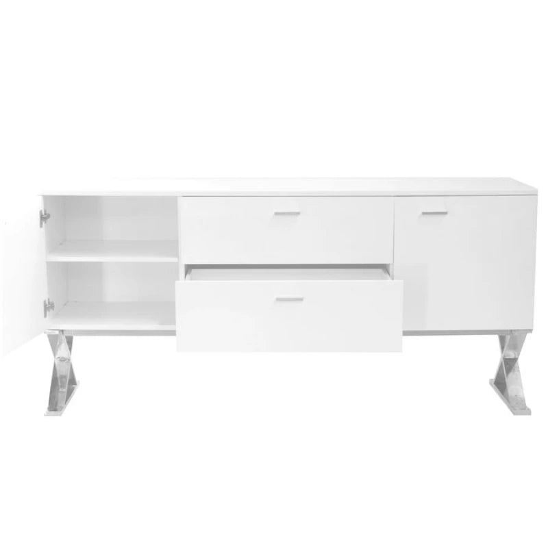 AMELLA – High Gloss Finish X-Frame Legs sideboard