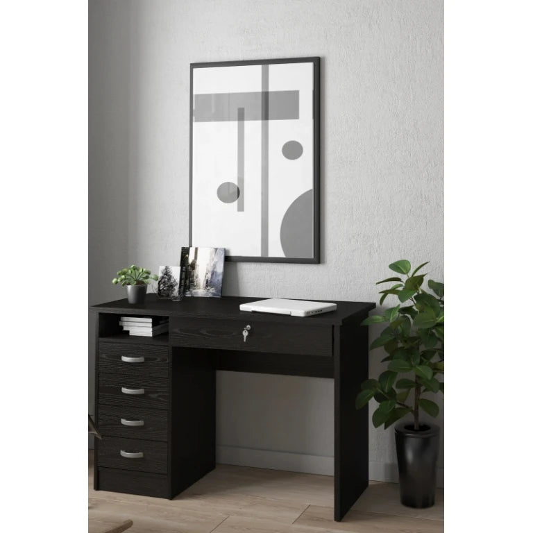 ROGER – Black Work Table with five Drawers