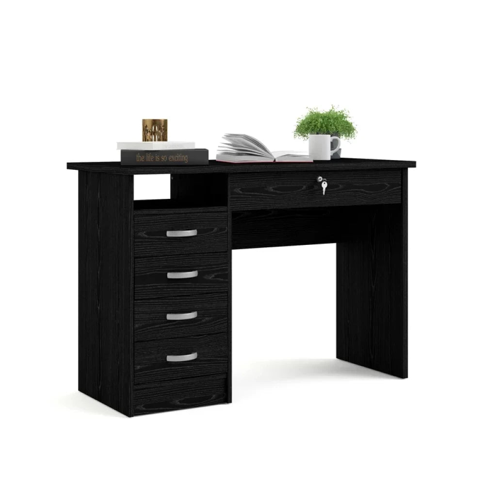 ROGER – Black Work Table with five Drawers