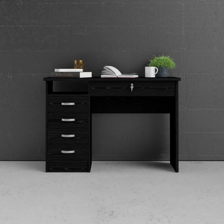 ROGER – Black Work Table with five Drawers