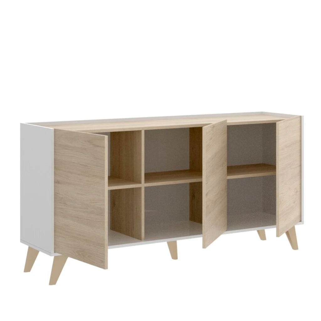 ACTIQUE – Oak Brown & White Cabinet Storage Side Board