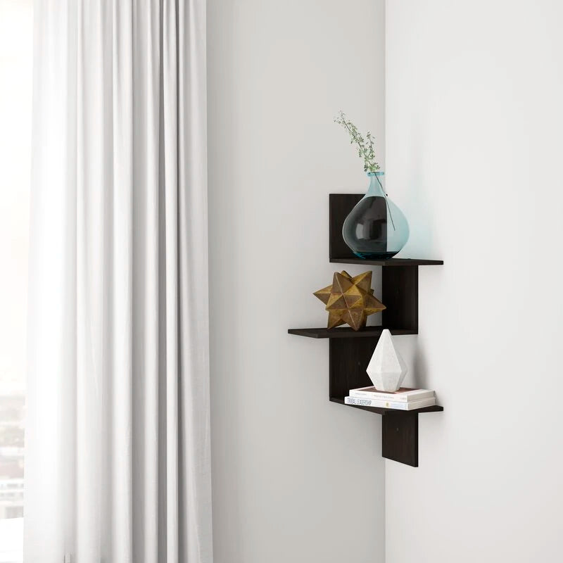 STALLERY – DIY Corner Wall Floating Shelf Black