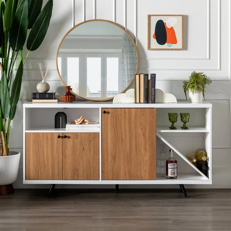 BRILLO – White & Oak Brown Side Board With Sliding Door