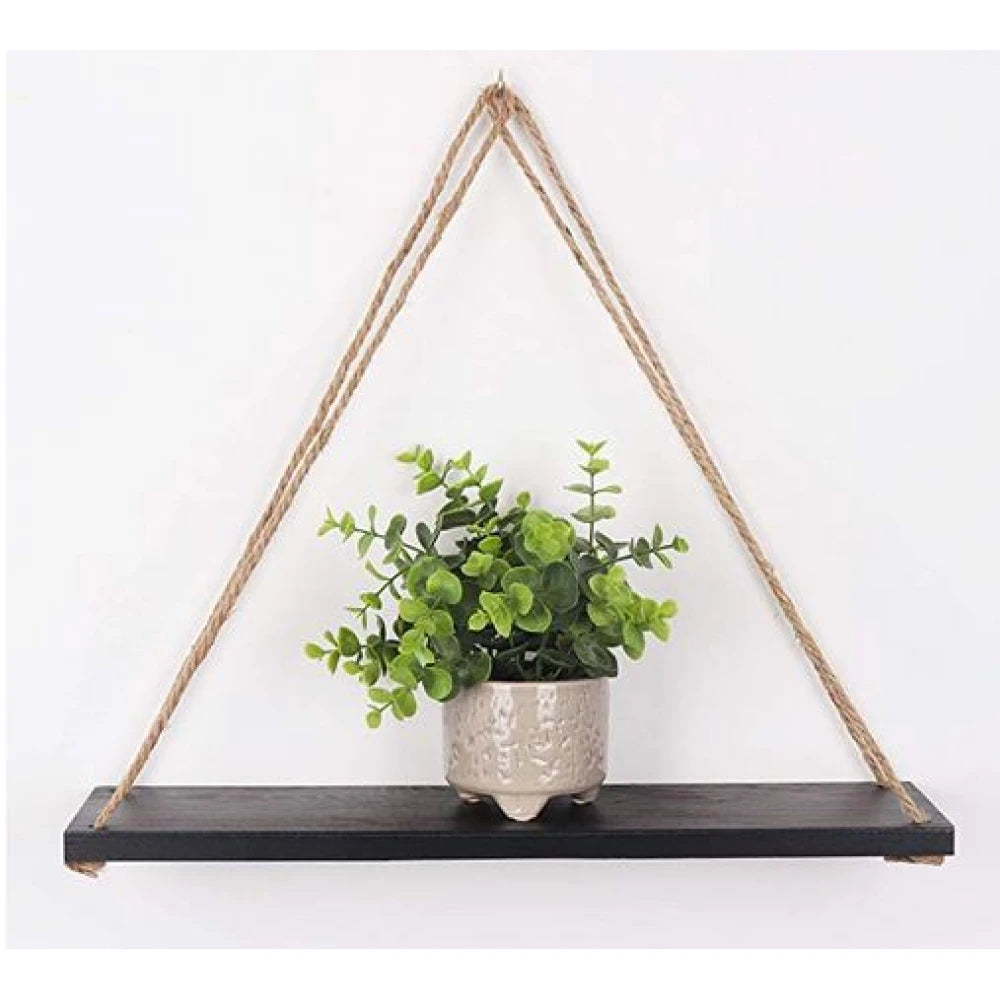 NATURAL DIY Tough Rope Hanging Shelf Black