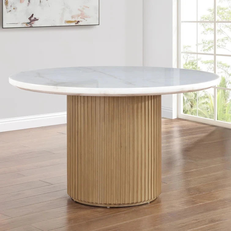 FROSTIC – Marble Top Dining Table with Cane Worked Chairs