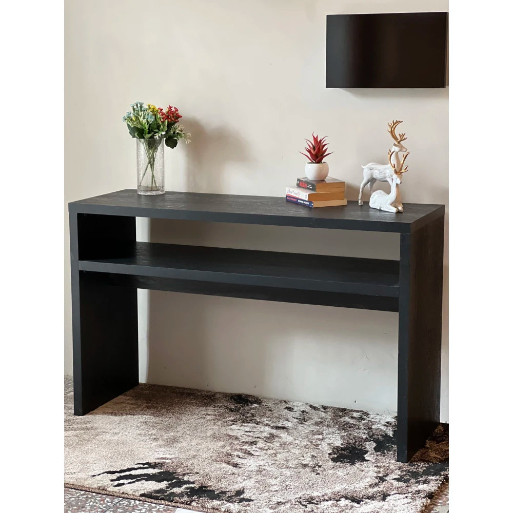 FUSTIAN – Black Open Shelf Console Table