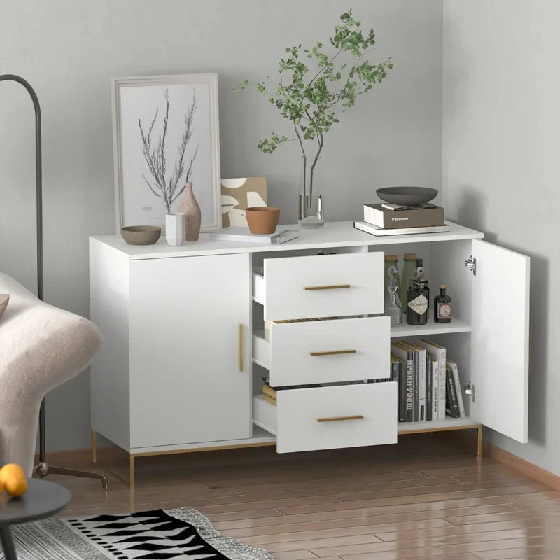 PHEN – White Side Board with Metallic Frame Base