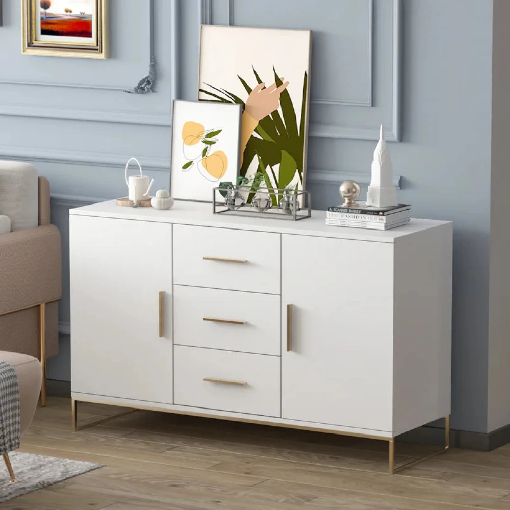 PHEN – White Side Board with Metallic Frame Base