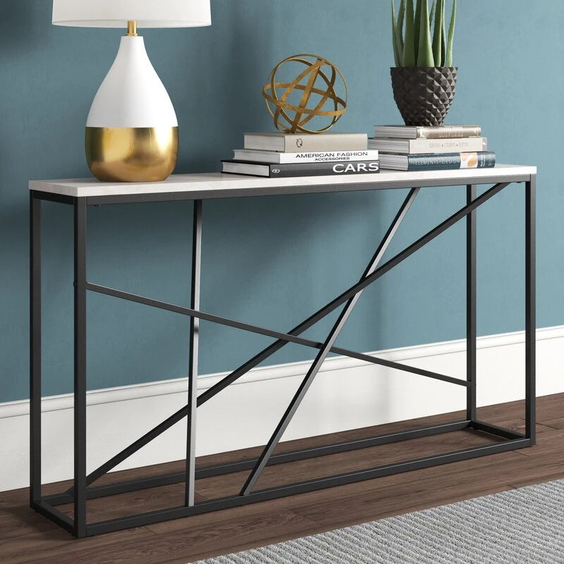 GAEL – White Marble & Metallic Base Console Table
