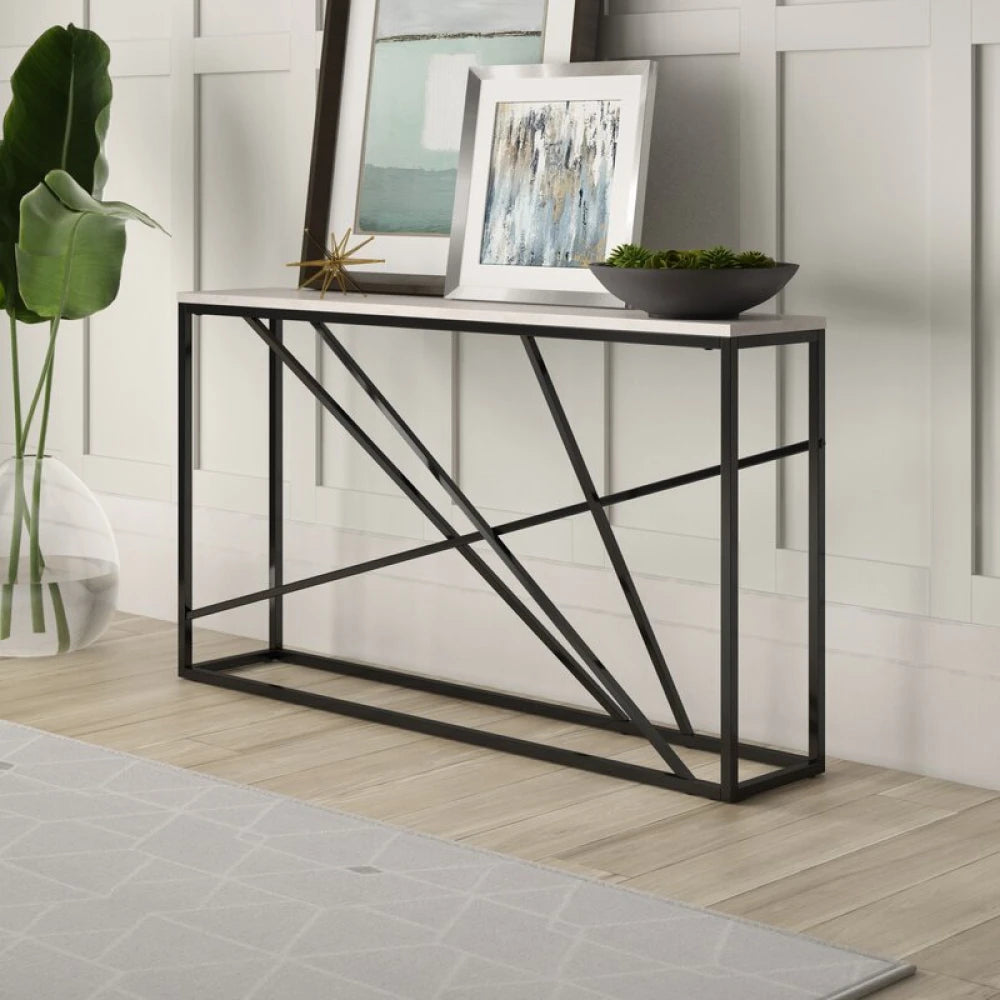 GAEL – White Marble & Metallic Base Console Table