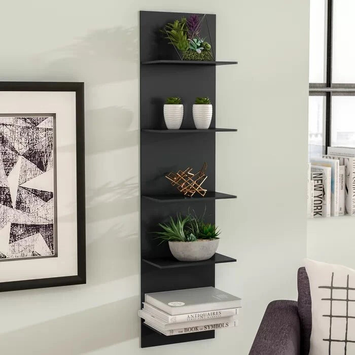 PREELIUS – Wall Mounted Five Tiered Shelf Black