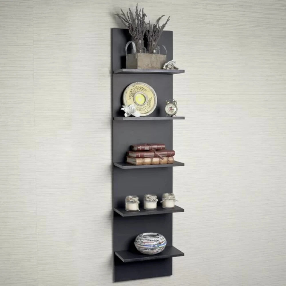 PREELIUS – Wall Mounted Five Tiered Shelf Black