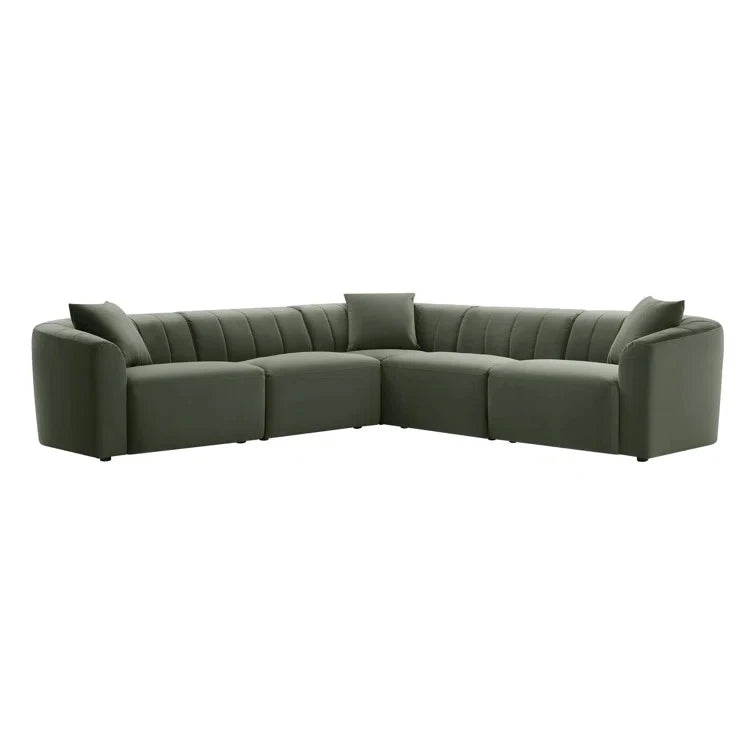 RESTIVO – Olive Green Cozy L Shape Sofa