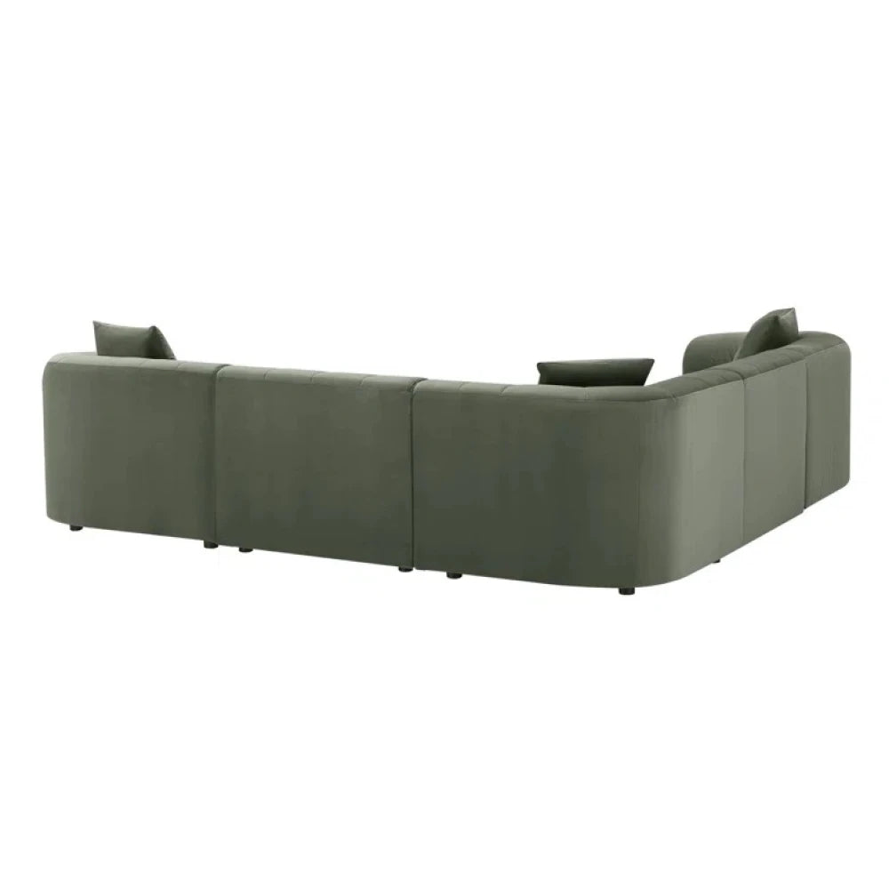 RESTIVO – Olive Green Cozy L Shape Sofa