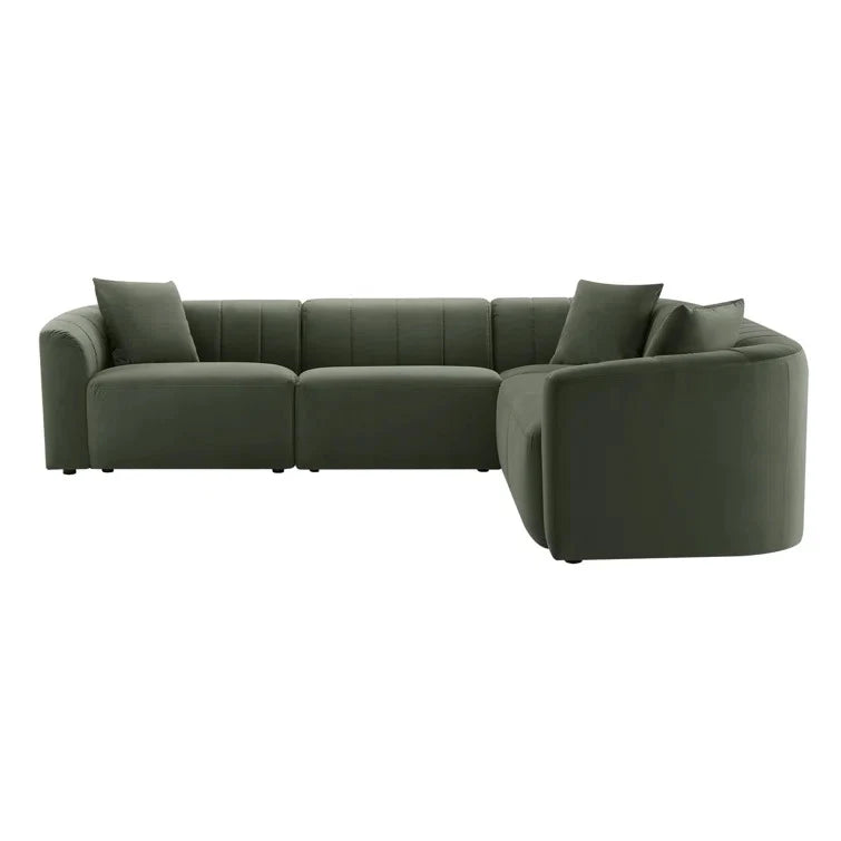 RESTIVO – Olive Green Cozy L Shape Sofa