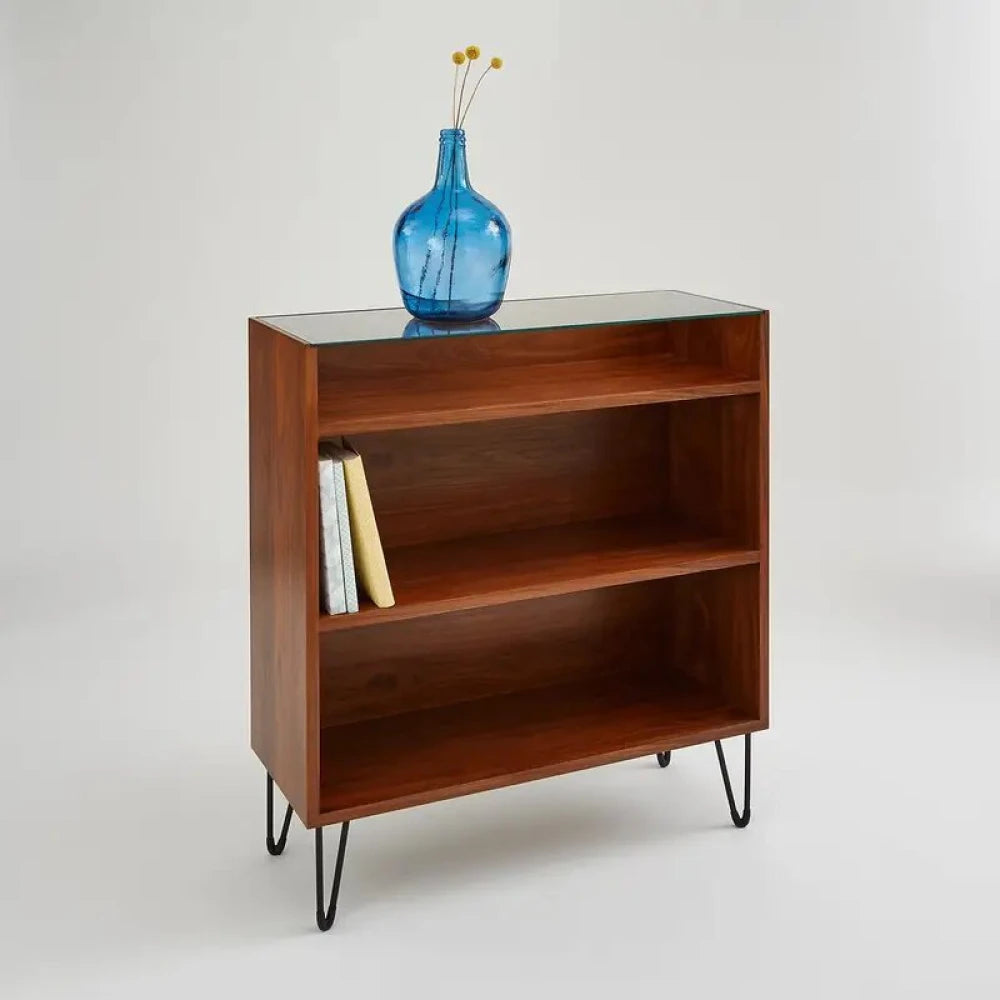 NOOSHY – Open Shelf Console Table with V Shape Metallic Legs