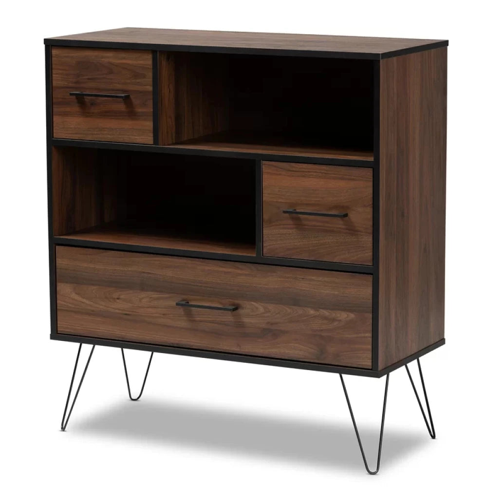 RENATA – Dark Walnut Brown Mid Century Side Board With Hairpin Legs