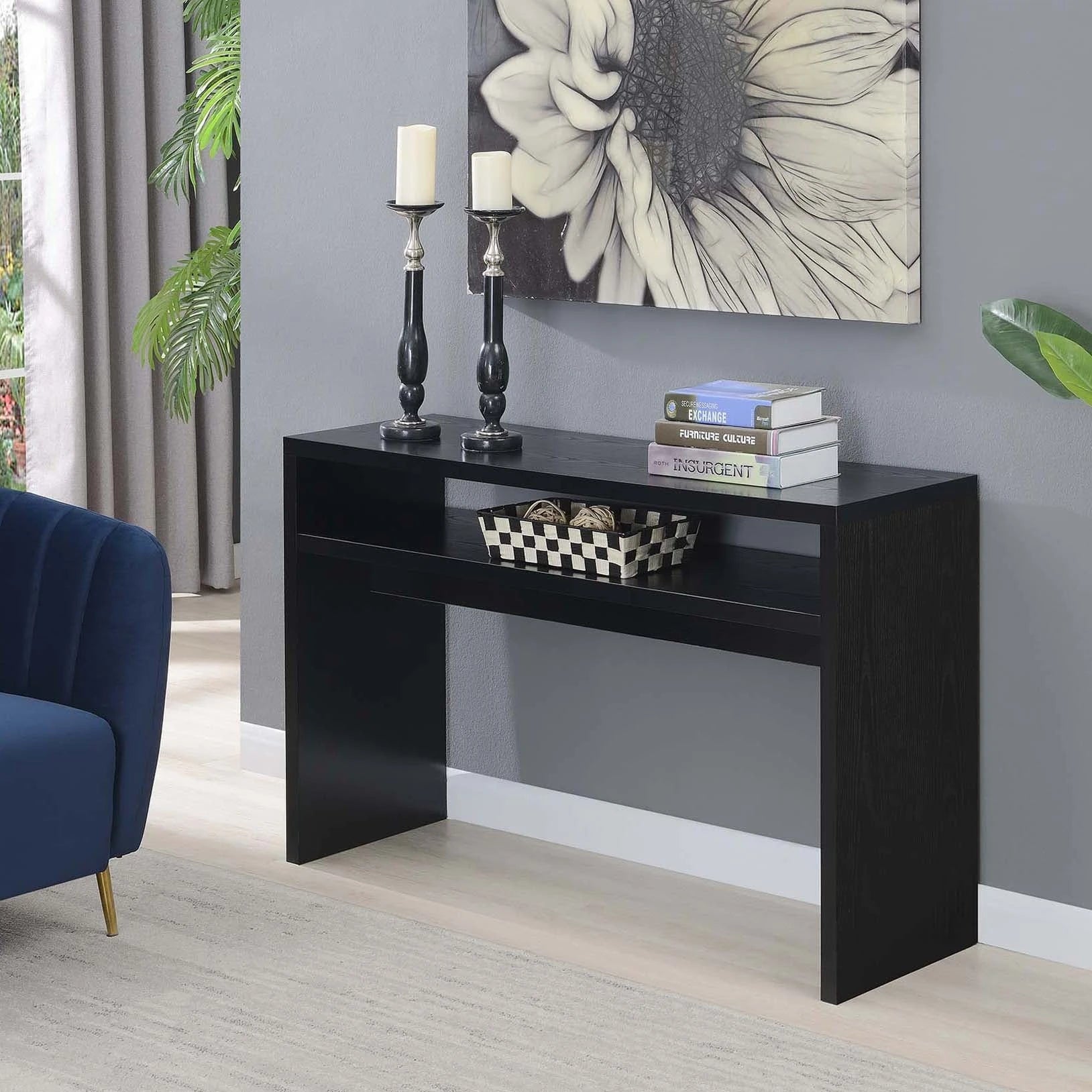 FUSTIAN – Black Open Shelf Console Table