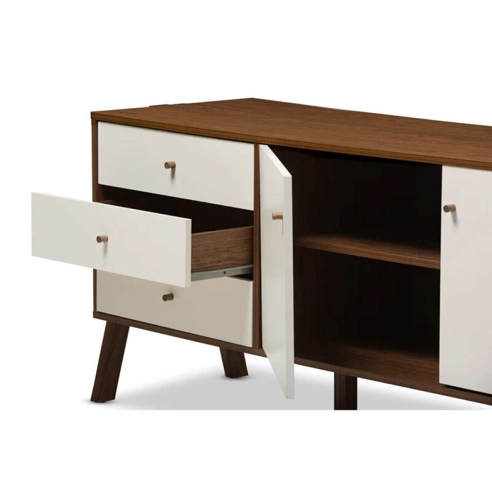 SIGMAT – White & Walnut Brown Matt Lacquer Finish Side Board