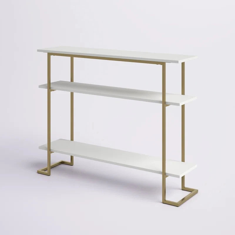 CALIX – Golden Metallic Frame Console Table with Geometric Legs
