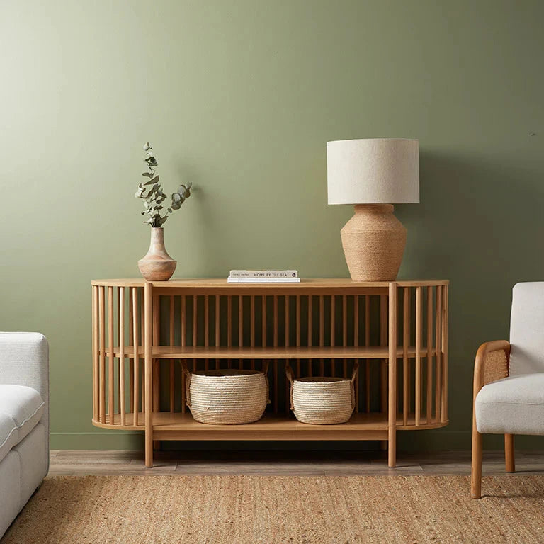 LAVINIA – Bohemian Style Slated Panel Open Shelf Sideboard