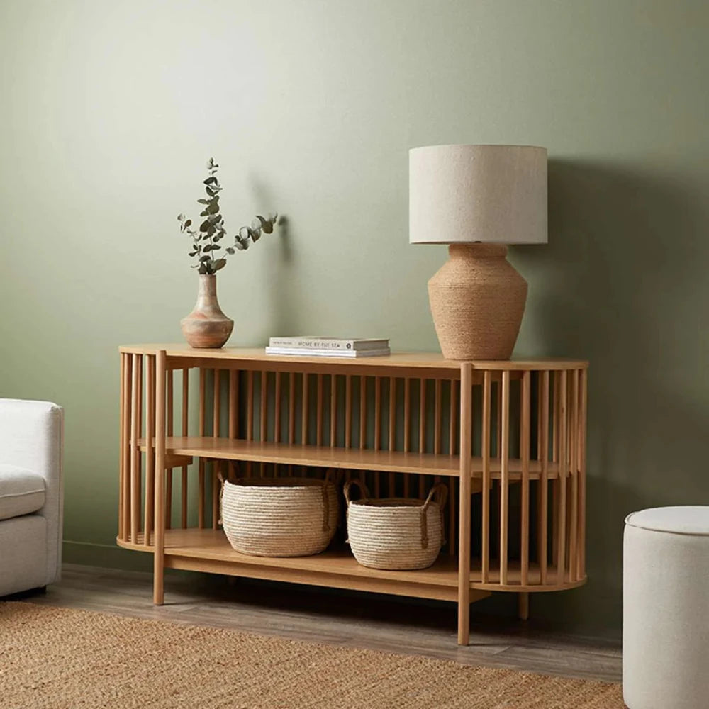 LAVINIA – Bohemian Style Slated Panel Open Shelf Sideboard