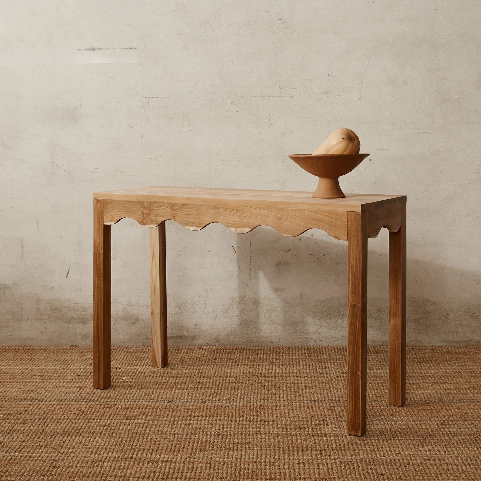AVES – Natural Oak Brown Polish Finish Console Table