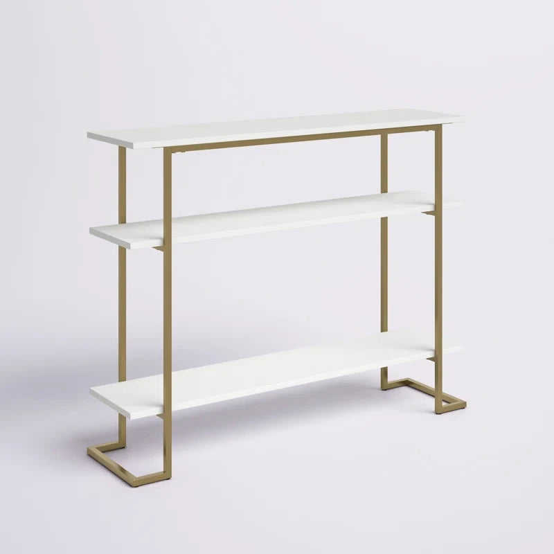 CALIX – Golden Metallic Frame Console Table with Geometric Legs