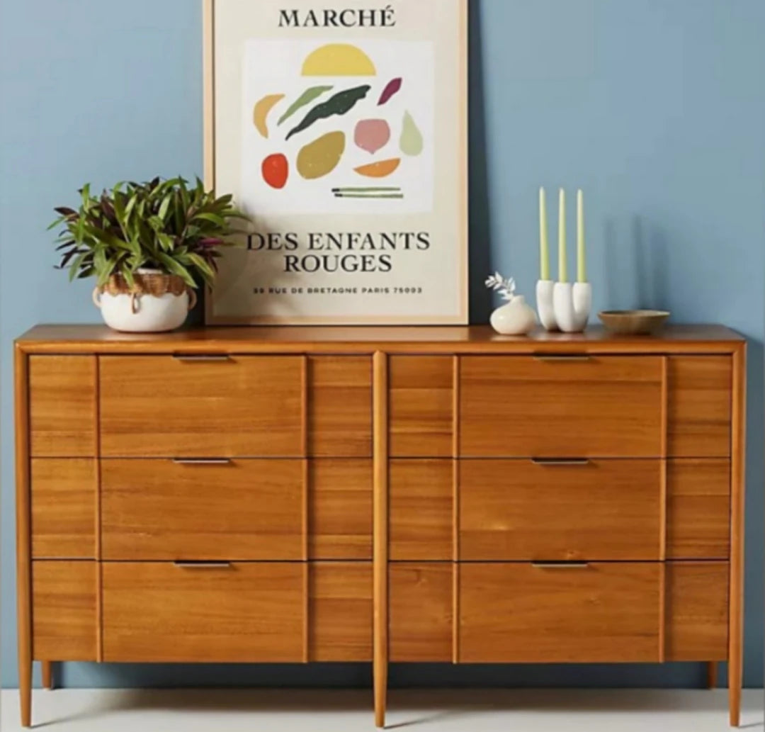 PAVO – Mid Century Style Oak Brown Polish Finish Side Board
