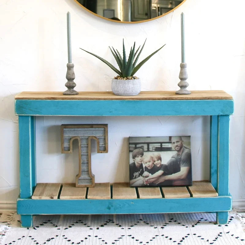 AFRA – Blue & Oak Solid Wood Console Table