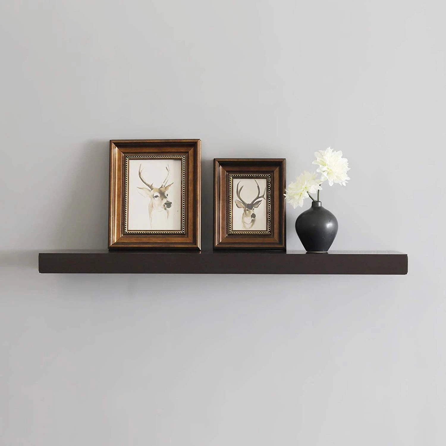 Floating Wall Shelf Dark Brown Double Thickness