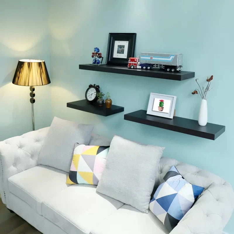 CAMIRIN – Wall Floating Shelves Three Piece Black