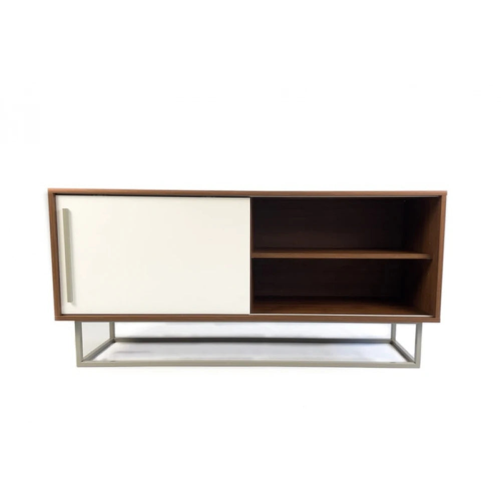 TABERO – Brown & White Sideboard with Stainless Steel Base